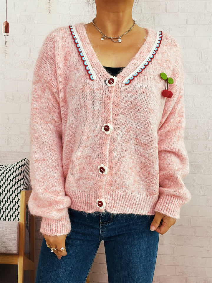 Damen verspielte Strickjacke mit buntem Knopfdesign und hohem Komfort Drune