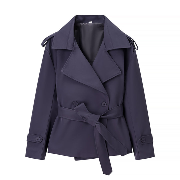Damen Elegante und moderne Trenchcoatjacke mit Gürtel Drune