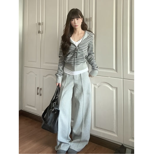 Damen elegante und bequeme Strickjacke mit Reißverschluss Drune