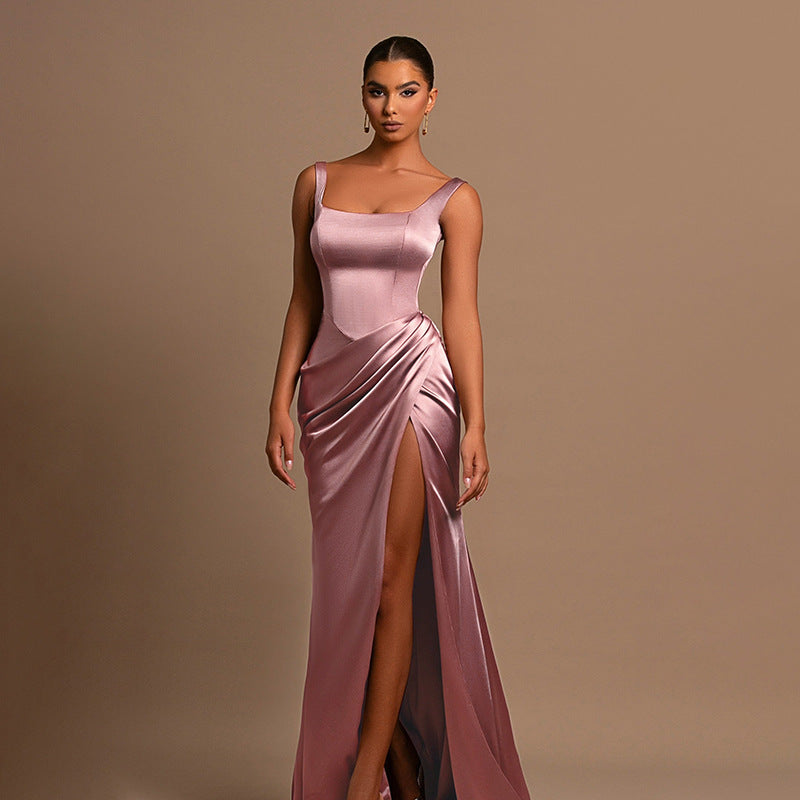 Damen Elegantes Wickelkleid mit hochgeschlossenem Design und seitlichem Schlitz Drune