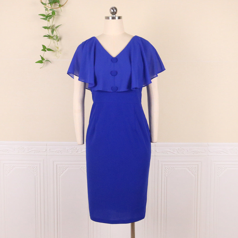 Damen figurbetontes Kleid mit eleganter Rüschendetail Drune