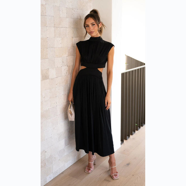 Damen Maxikleid mit eleganter Drapierung und modischen Cut-Out-Details Drune
