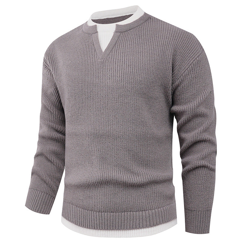 Herren Strickpullover mit V-Ausschnitt und modernem Rippenmuster Drune
