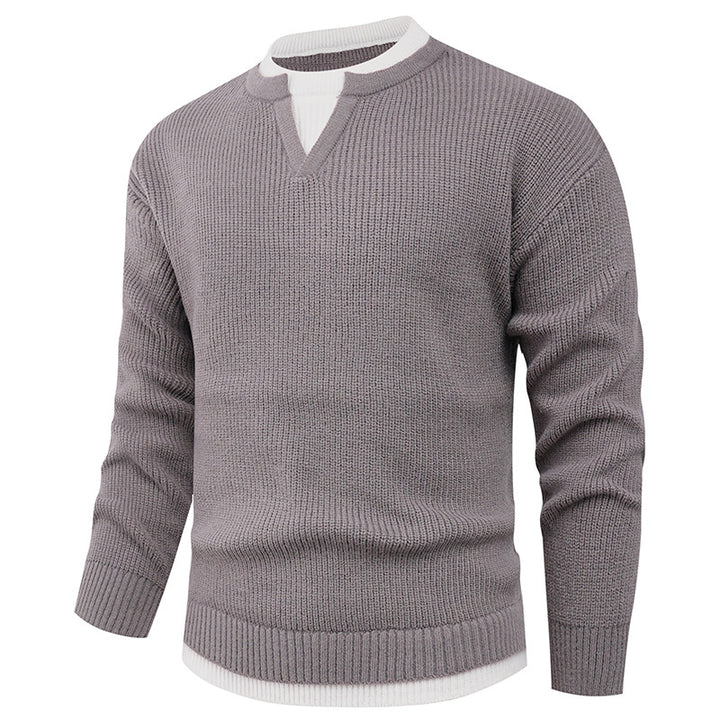Herren Strickpullover mit V-Ausschnitt und modernem Rippenmuster Drune