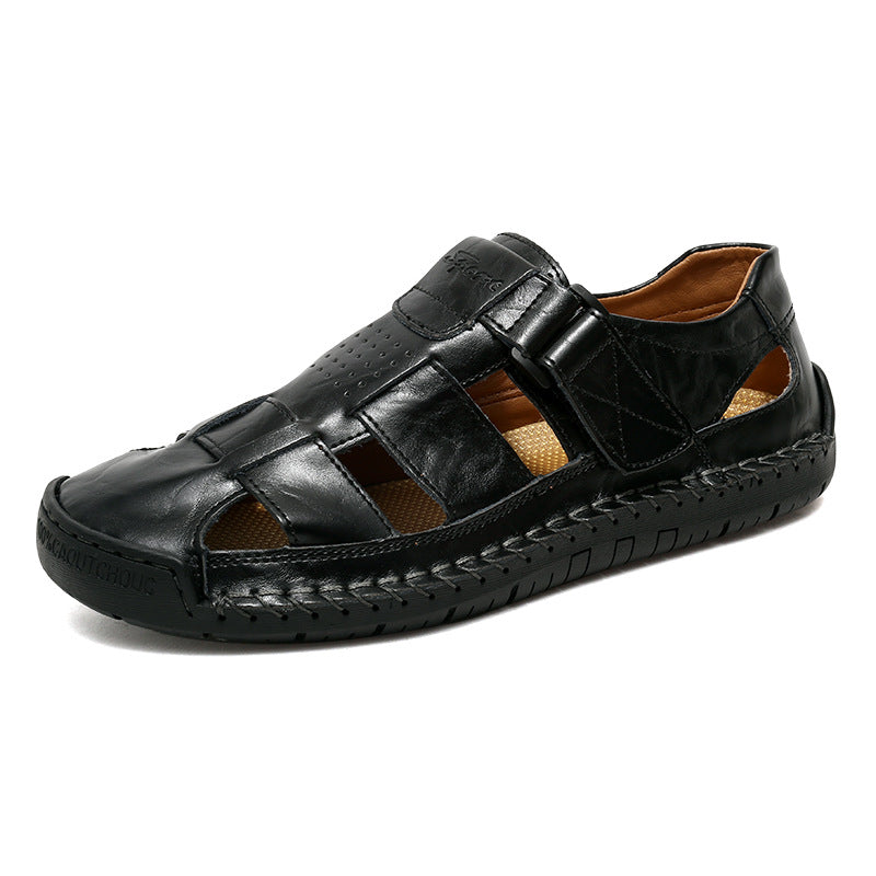 Herren Bequeme Leder-Sandalen mit verstellbarem Riemen Drune