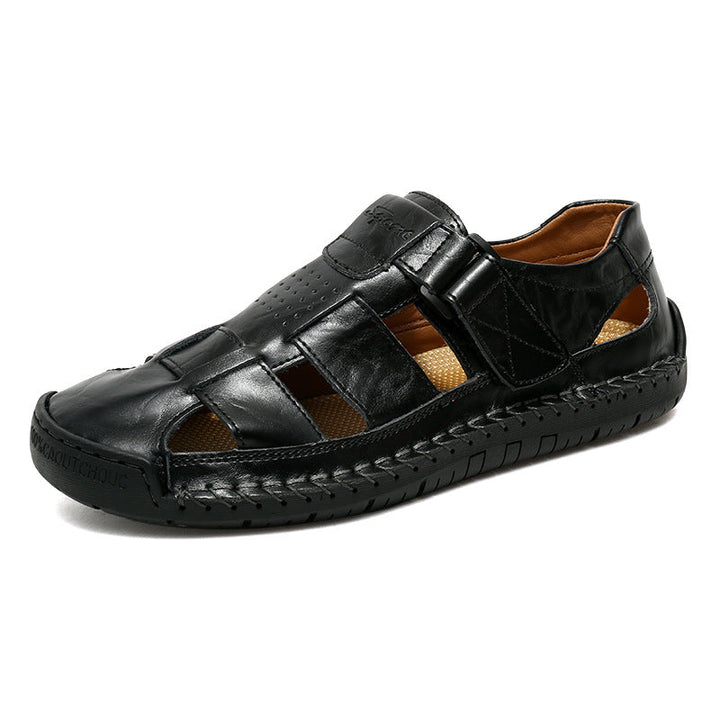 Herren Bequeme Leder-Sandalen mit verstellbarem Riemen Drune