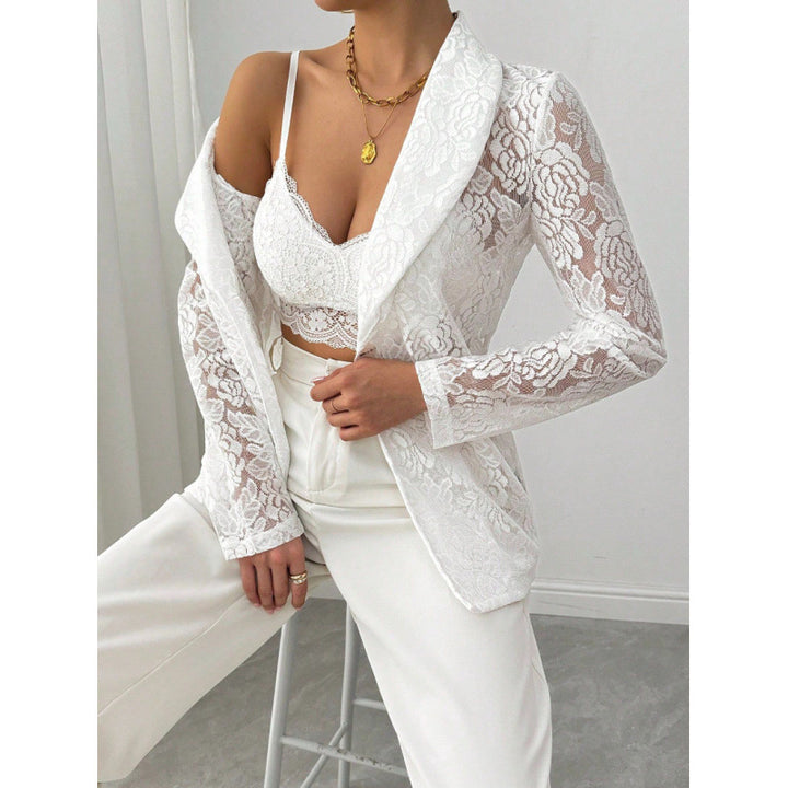 Damen Spitzenblazer mit elegantem Schalkragen Drune