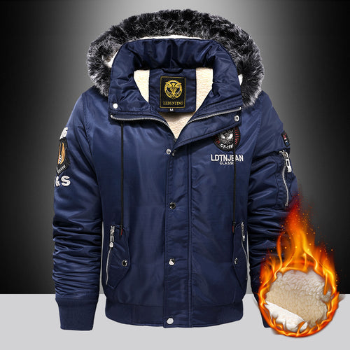 Herren nan wattierte Thermo-Bomberjacke mit Sherpa-Innenfutter, abnehmbarer Kunstfellkapuze und wasserabweisender Nylonaußenhülle Drune