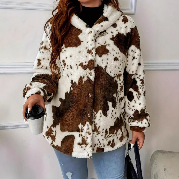 Damen Kuschelige Tierfell-Jacke im oversized Schnitt Drune