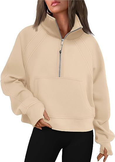 Damen Sportlicher Hoodie mit hohem Kragen Drune
