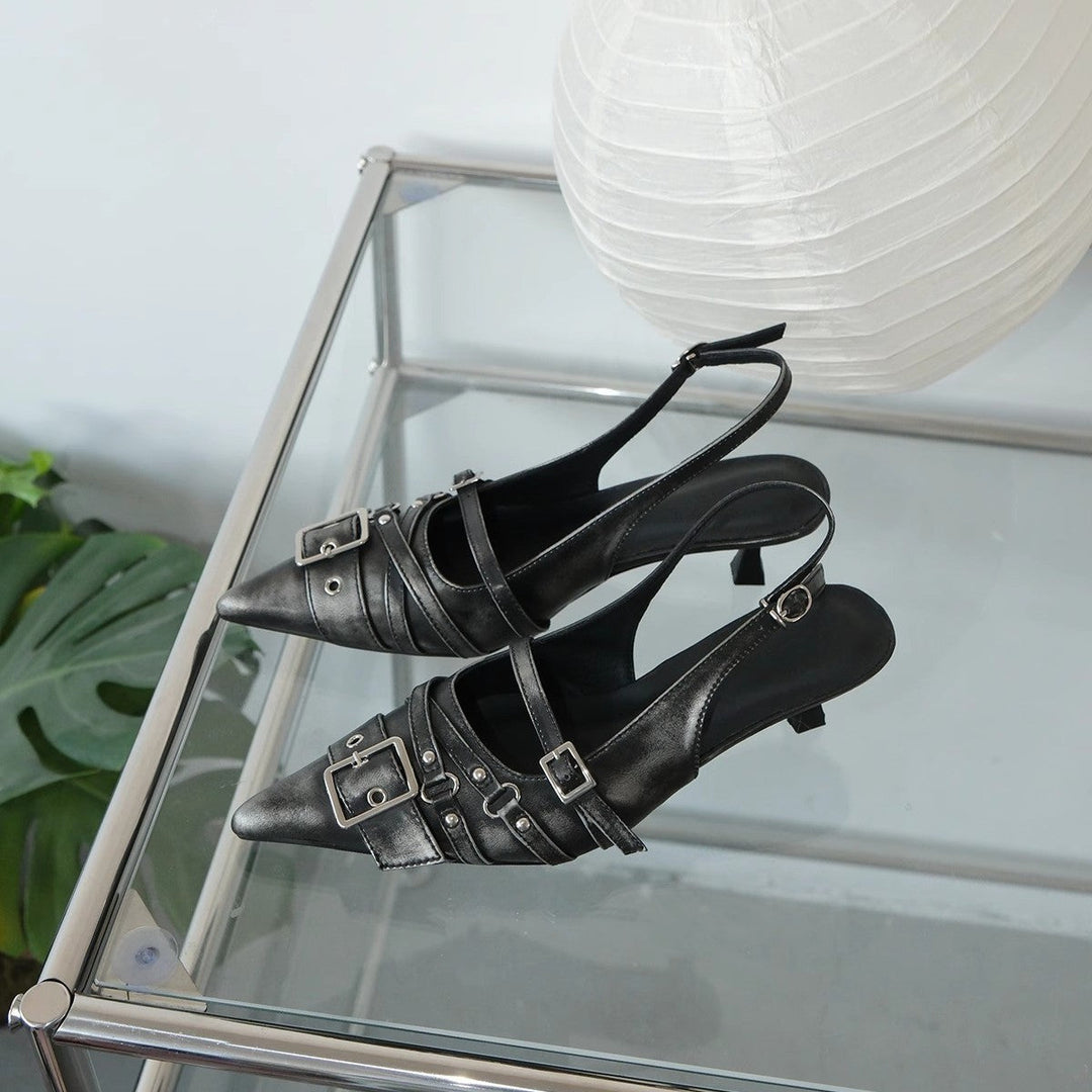 Damen elegante Sling-Pumps mit modischer Schnallenverzierung Drune