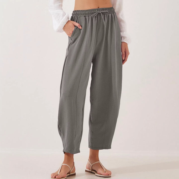 Damen Bequeme, weit geschnittene Sommerhose mit elastischem Bund und seitlichen Taschen Drune