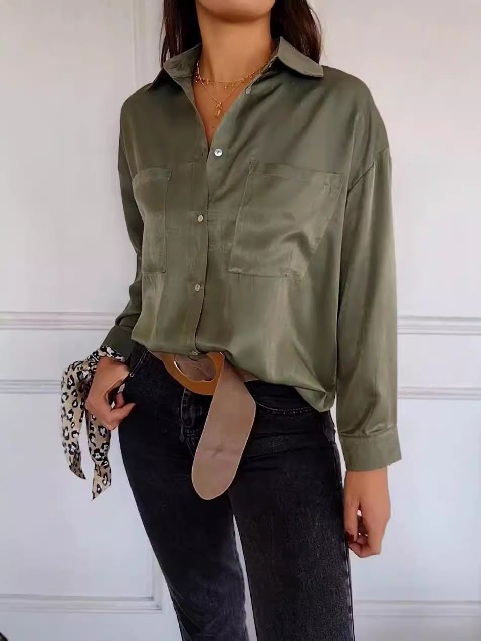 Damen Elegante Bluse mit Knopfleiste und feinen Details Drune
