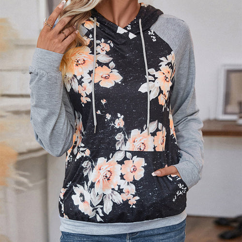 Damen Kapuzenpullover mit floralem Print und lässigem Schnitt Drune