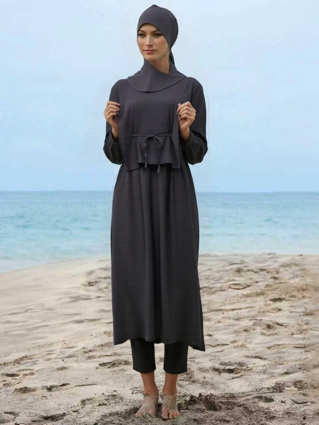 Damen modischer und eleganter Strandanzug mit begleitetem Kopftuch Drune