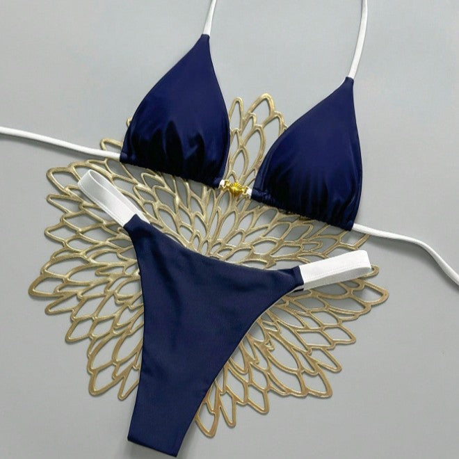 Damen Triangel-Bikini mit modischen Kontrastdetails Drune