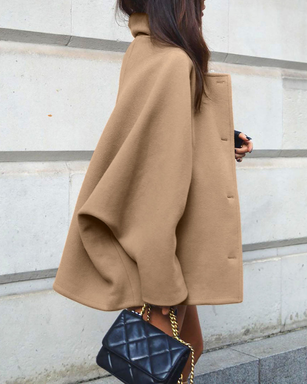 Drune | Wollene Schalkragen Batwing Ärmel Strickjacke Jacke
