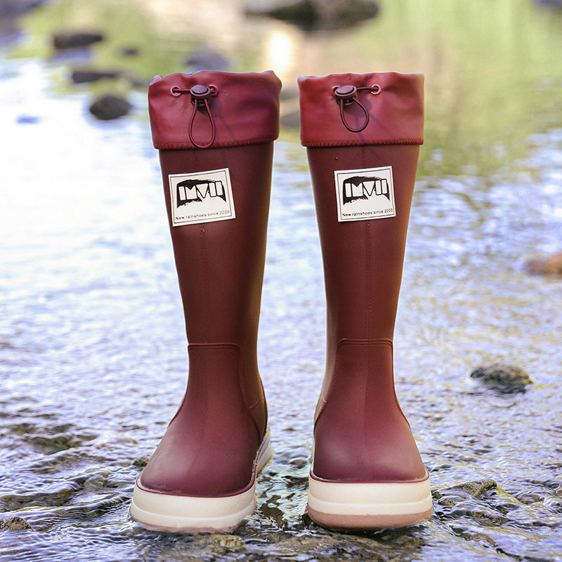 Damen robuste Gummistiefel mit verstellbarem Schaft und rutschfester Sohle Drune