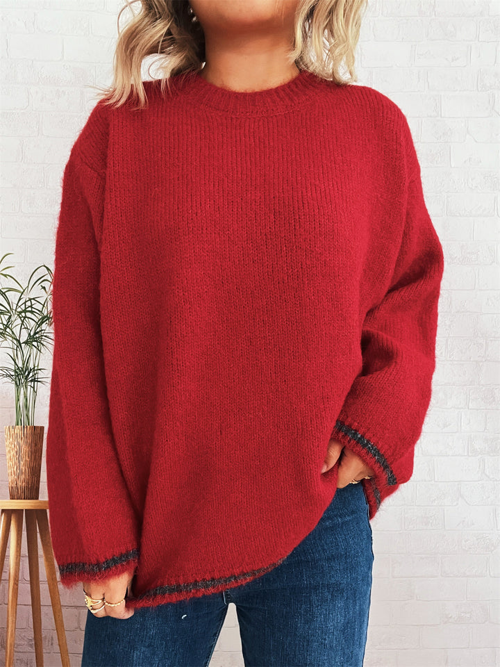 Damen lässiger Wohlfühlpullover mit blockfarbenem Design Drune