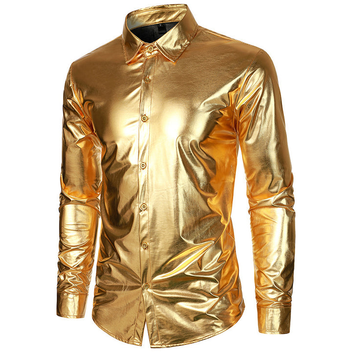 Herren Glamouröses Metallic-Oberhemd Drune