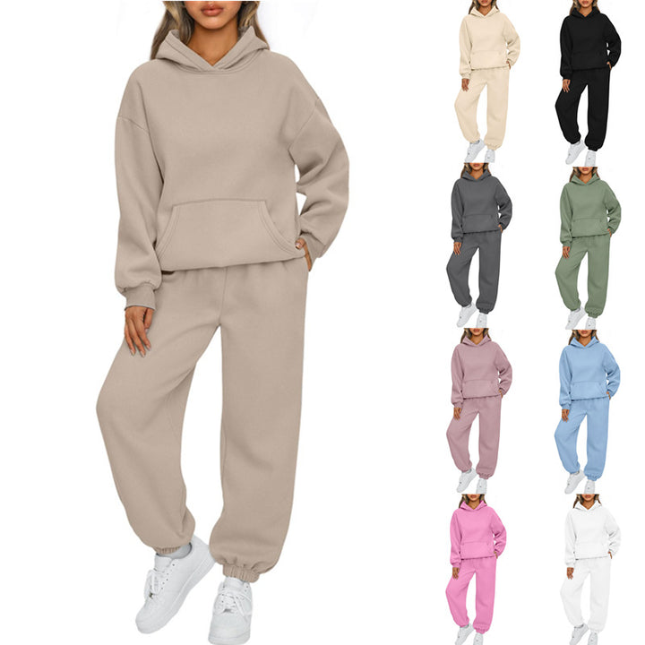 Damen nan kuscheliges oversized Hoodie und Jogginghose Lounge Set aus Baumwollmischung Drune