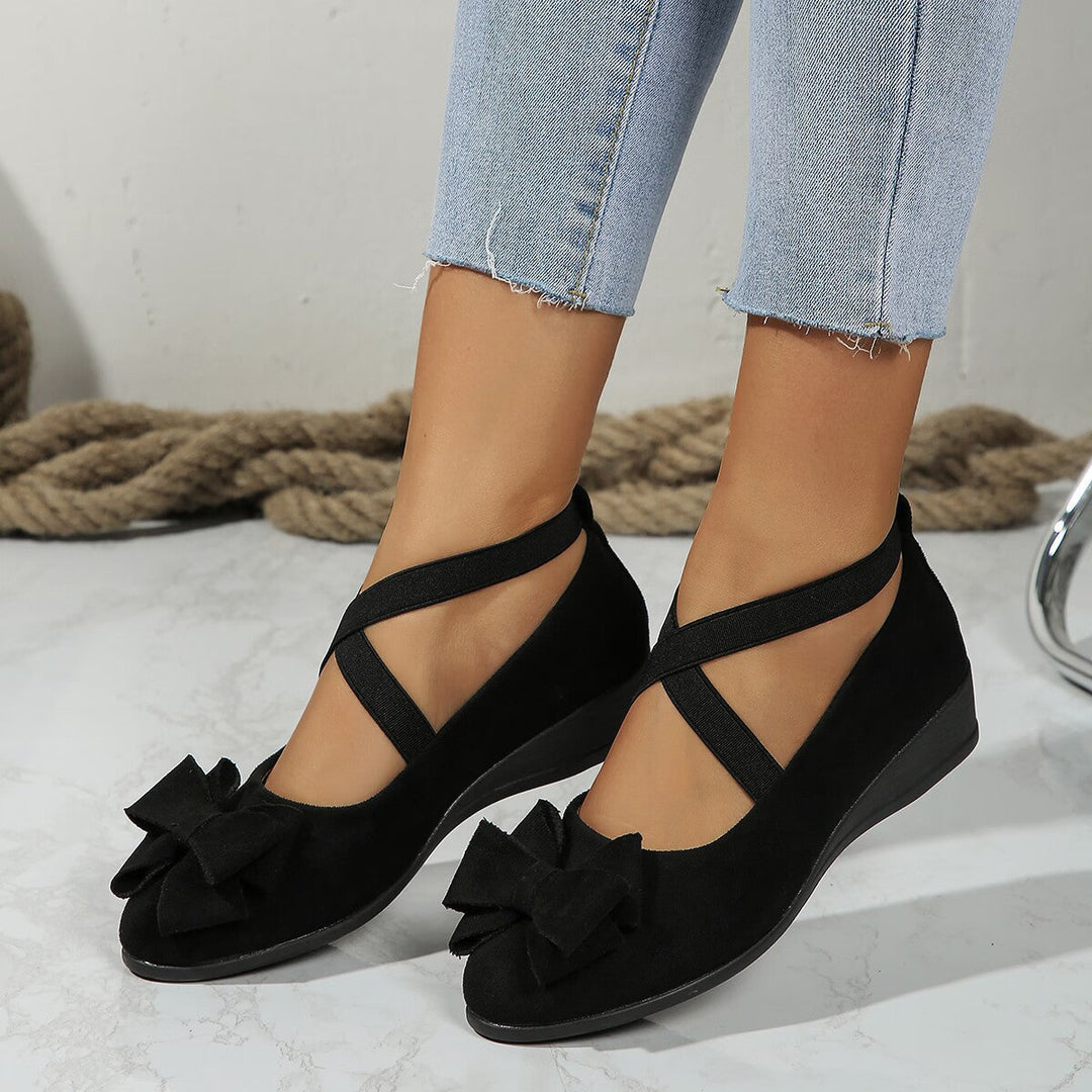 Damen Ballerina-Schuhe mit verstellbaren Riemen und elegantem Schleifendetail Drune