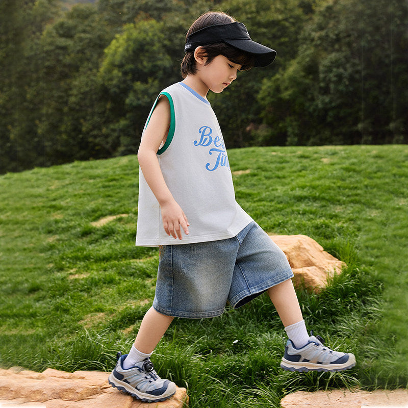 Jungen lässige Denim-Shorts mit kreativen Stickdetails Drune