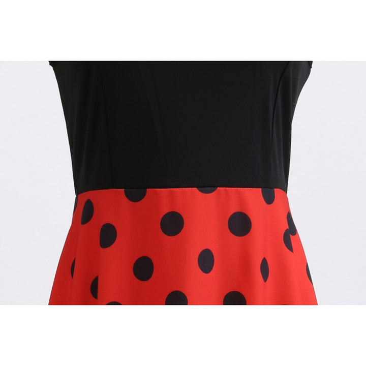 Damen A-Linien Kleid mit Punkten und Taillengürtel Drune