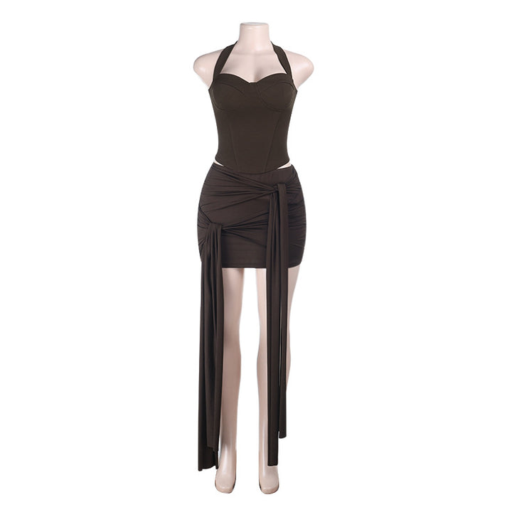 Damen Raffiniertes Wickelkleid mit Trägern und asymmetrischem Saum Drune