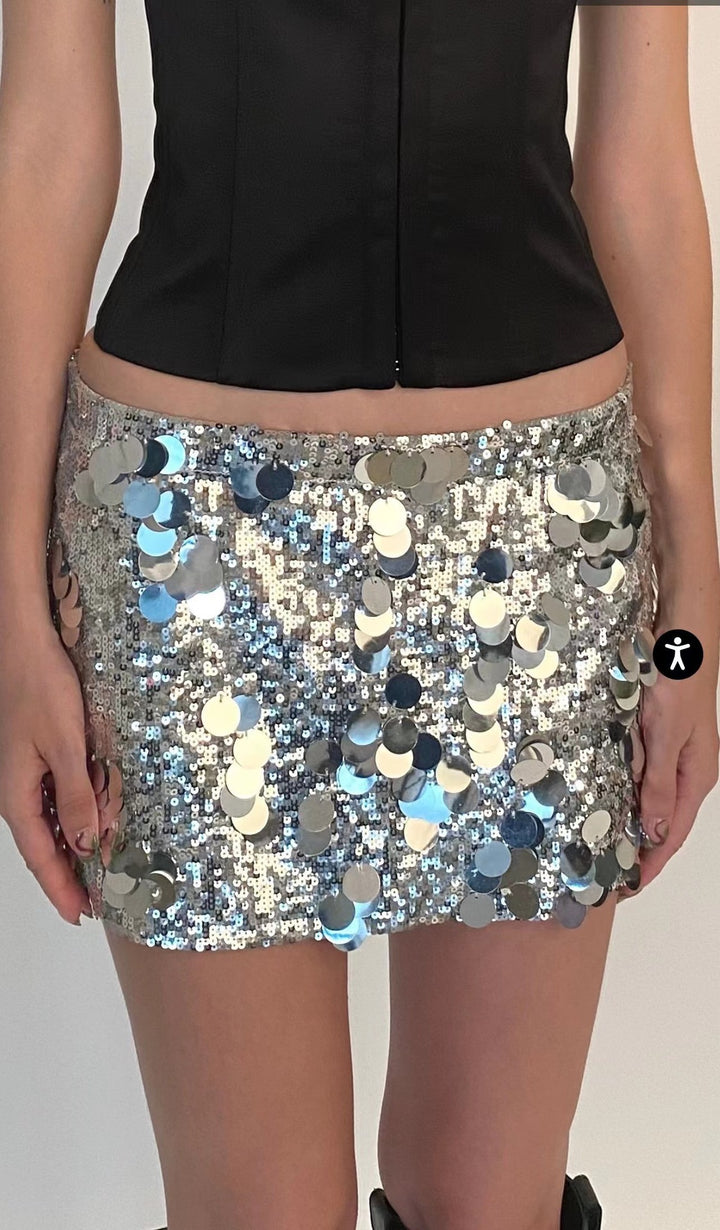 Damen Glitzernder Minirock mit Pailletten Drune