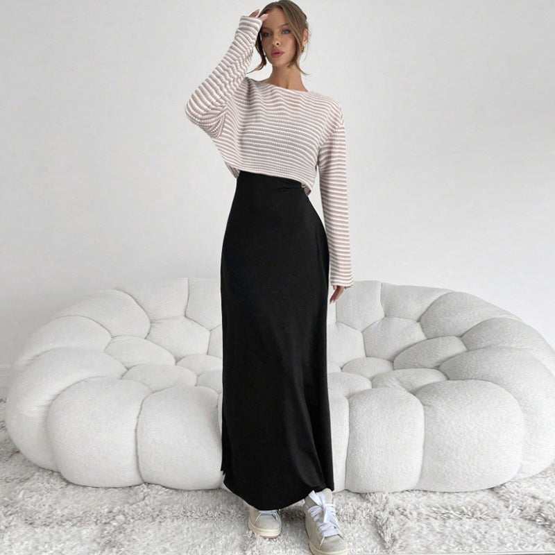 Damen Eleganter Maxirock mit elastischem Bund Drune