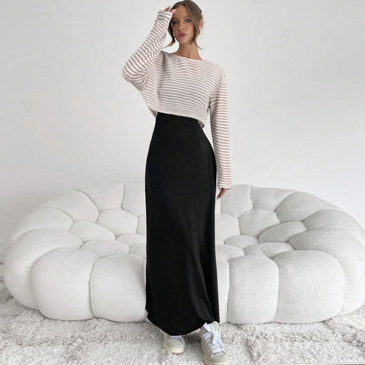 Damen Eleganter Maxirock mit elastischem Bund Drune