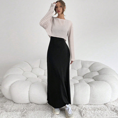 Damen Eleganter Maxirock mit elastischem Bund Drune