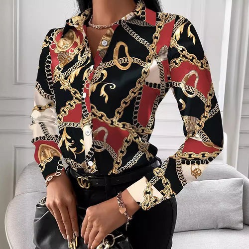 Damen Bluse mit elegantem Kettenmuster Drune