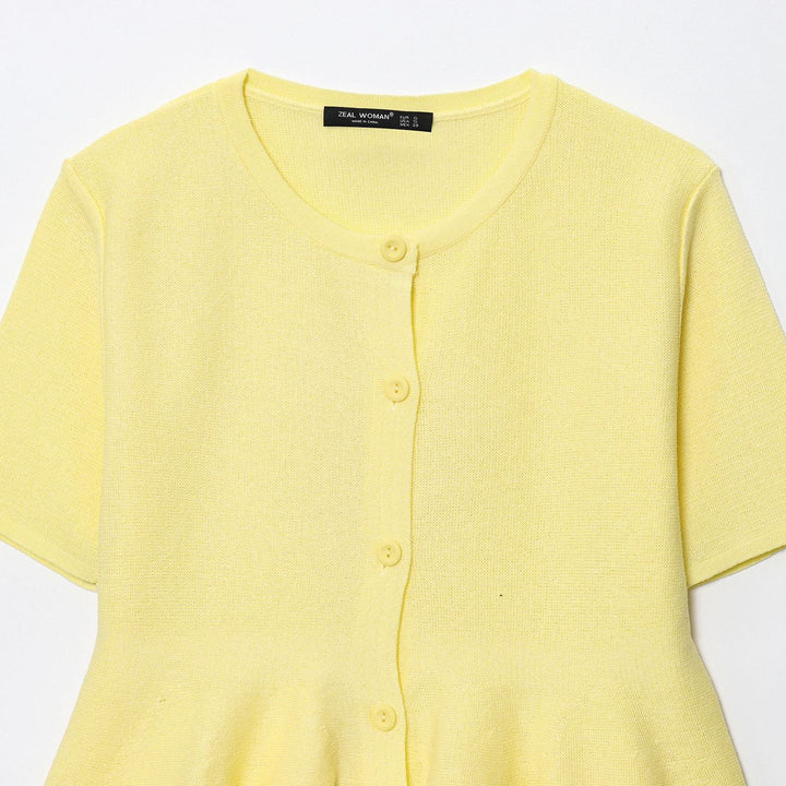 Damen modische Strickjacke mit fließendem Schnitt und Zierknöpfen Drune