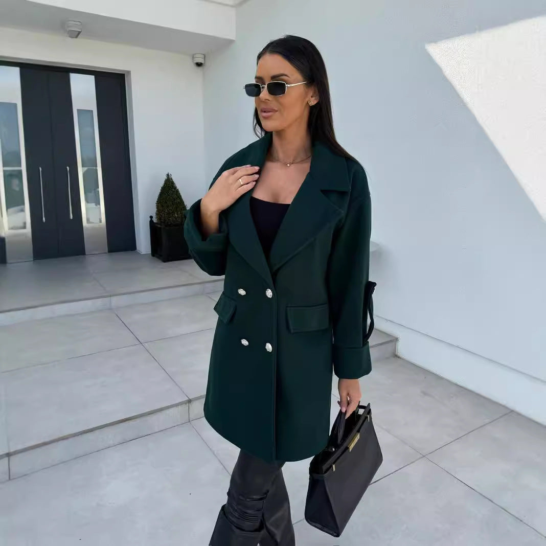 Damen Elegant geschnittener Oversized Blazer mit doppelter Knopfreihe Drune