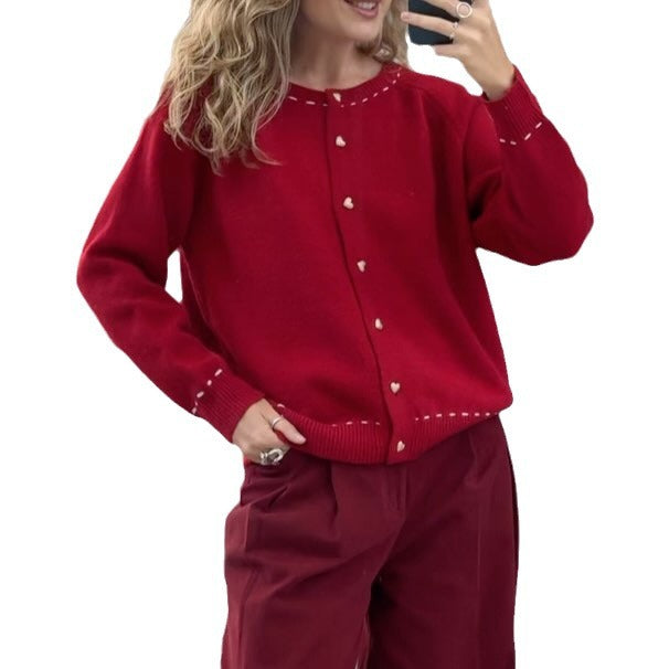 Damen luftige Strickjacke mit eleganten Knopfdetails Drune