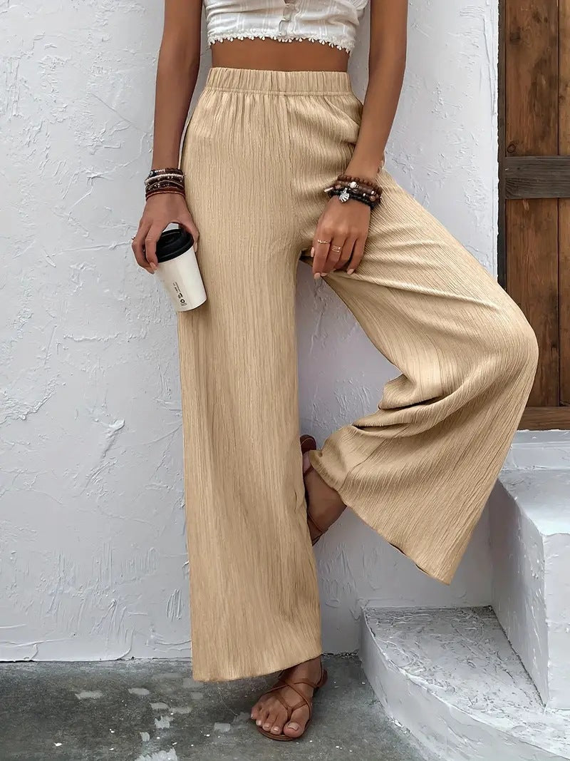 Damen weite Lounge-Hose mit elastischem Bund und Plissees Drune