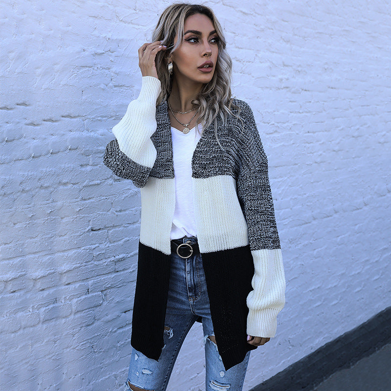 Damen Strickjacke mit modischem Blockstreifen-Design und lässigem Schnitt Drune