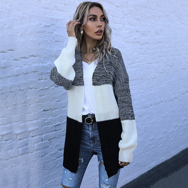 Damen Strickjacke mit modischem Blockstreifen-Design und lässigem Schnitt Drune