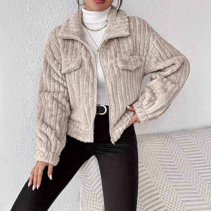 Damen kuschelige und stilvolle Fleece-Jacke Drune