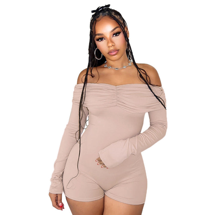 Damen Off-Shoulder Bodysuit mit langen Ärmeln Drune