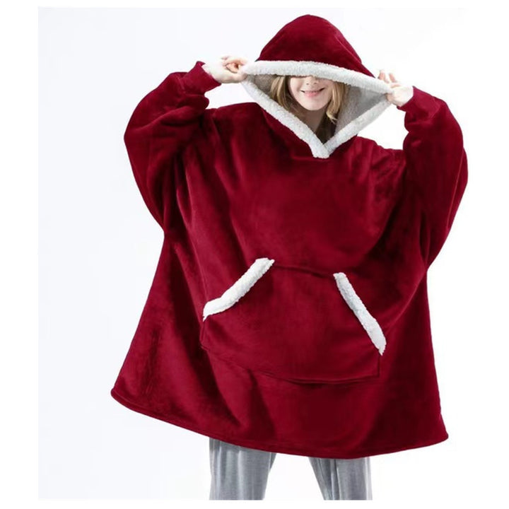 Damen Gemütlicher Hoodie-Poncho mit weichem Futter und praktischen Taschen Drune