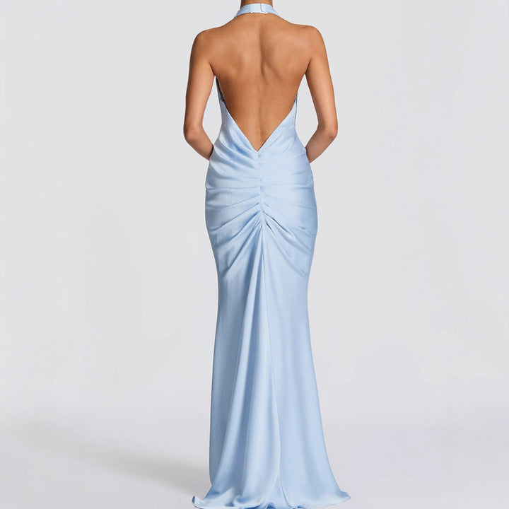 Damen Elegantes Maxi-Kleid mit tiefem V-Ausschnitt und drapierten Details Drune