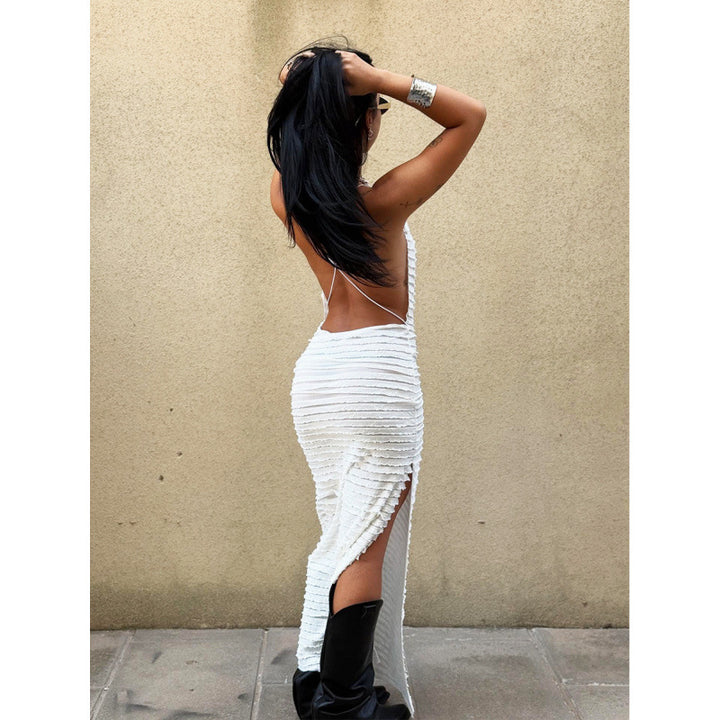 Damen Elegantes Longdress mit voluminösen Falten und tiefem Ausschnitt Drune