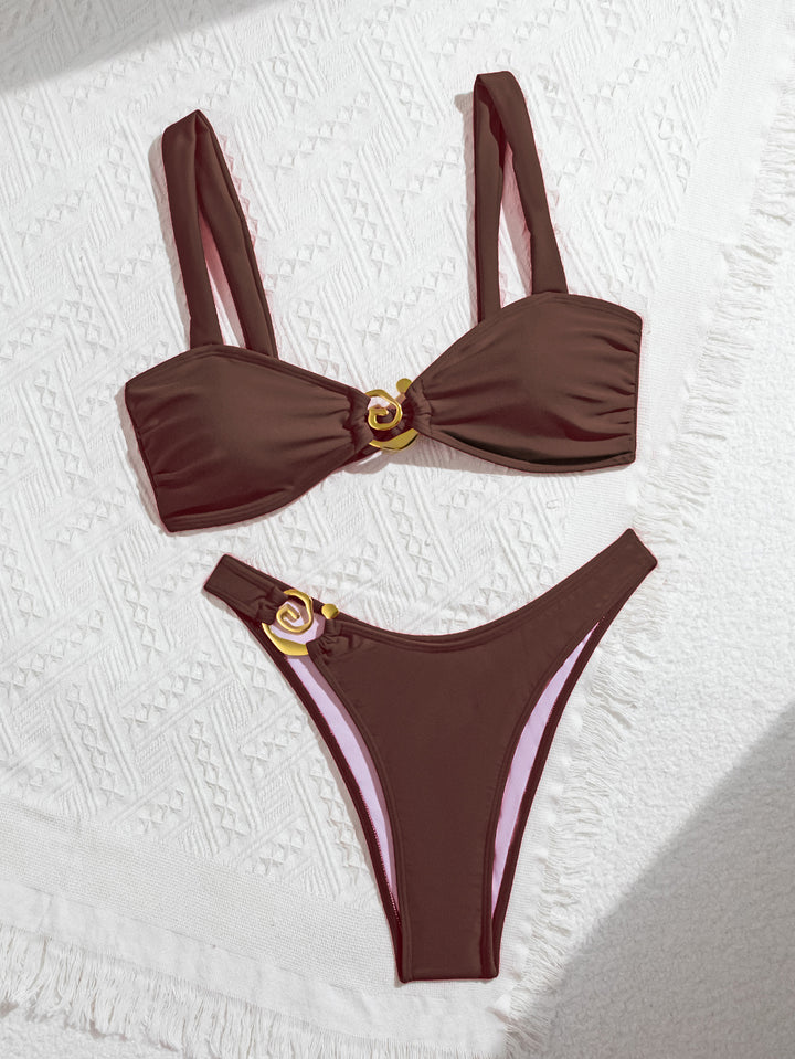 Damen Elegant geschnittenes Bikini-Set mit dekorativen Metallelementen Drune