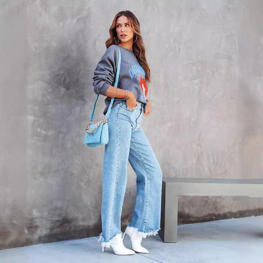 Damen Lässiger Sweatshirt mit grafischem Print Drune