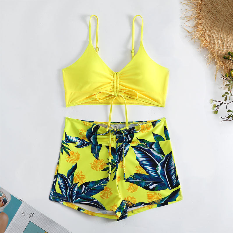 Damen Bikini-Set mit verstellbarem Oberteil und Blumenmuster Drune