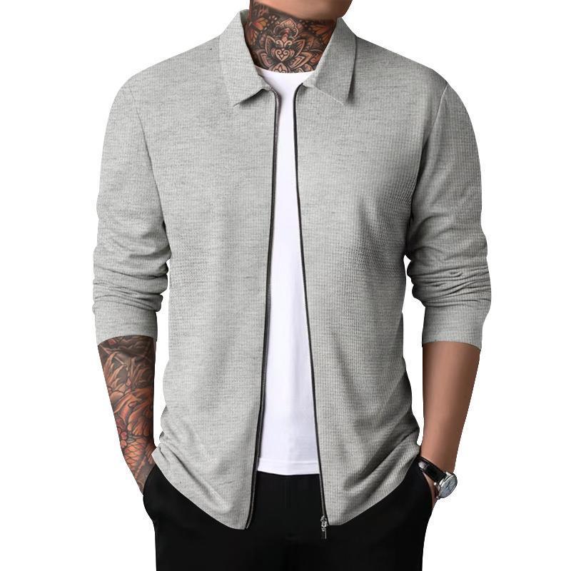 Herren leichte Strickjacke mit modernem Reißverschluss und strukturiertem Design Drune