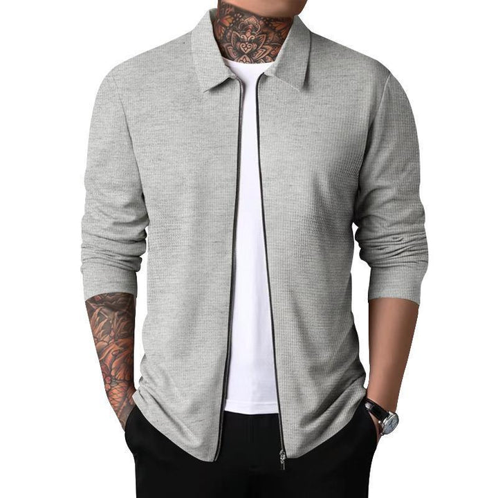 Herren leichte Strickjacke mit modernem Reißverschluss und strukturiertem Design Drune